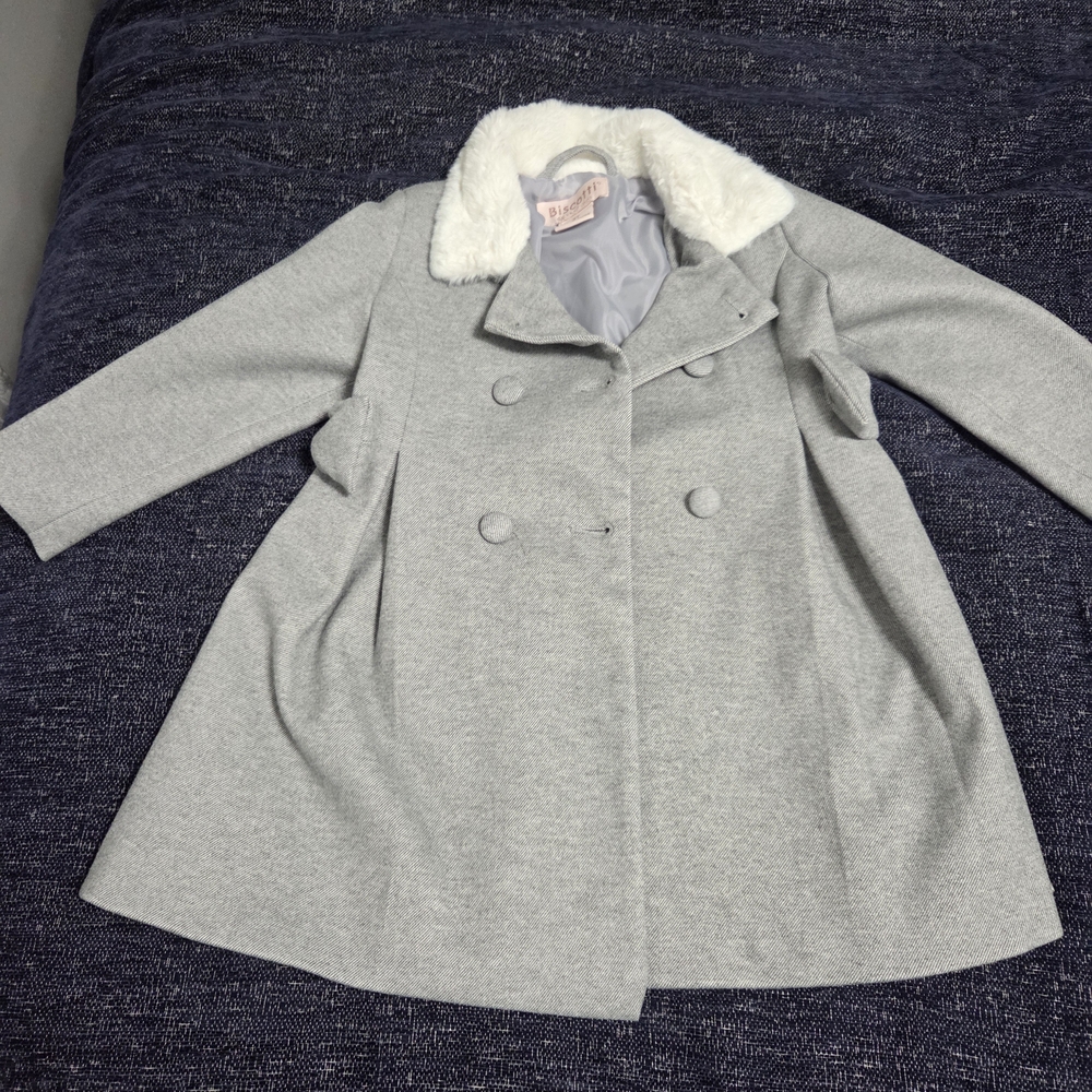 Gray Pea Coat with White Collar KIDS
